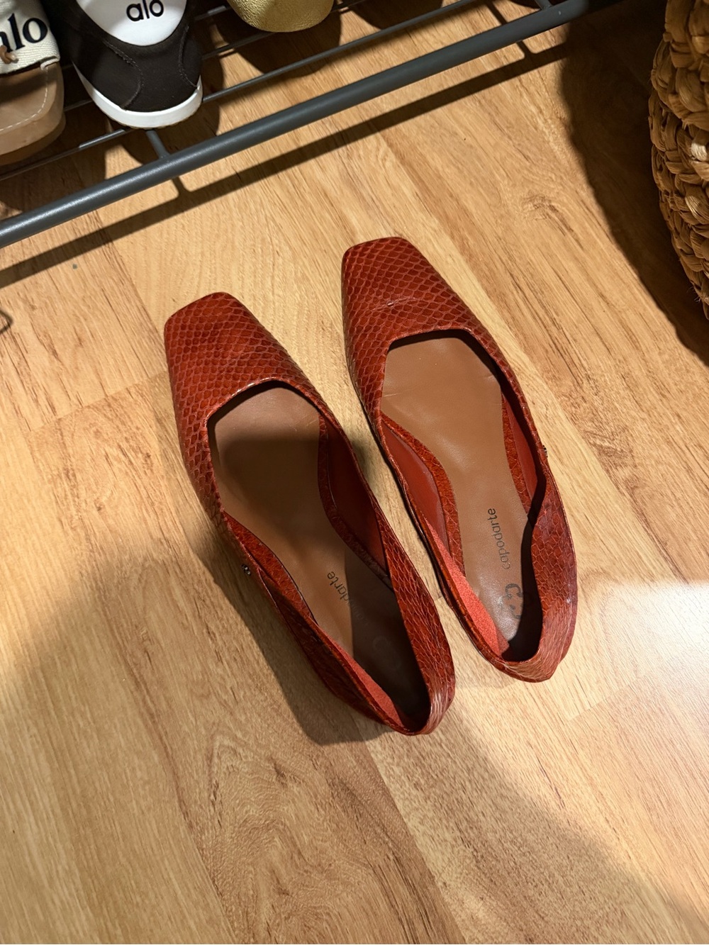Women’s Rust Red Textured Square-Toe Sandals